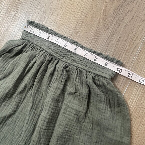 Marine Layer Corinne Wide leg Pant XS olive green gauze crop elastic waist - Picture 6 of 9